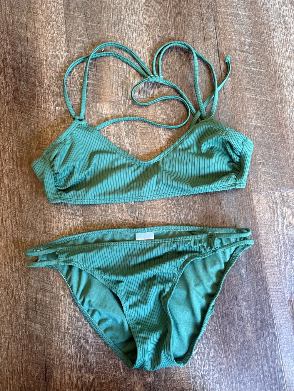 Xhilaration Green Ribbed Bikini Set